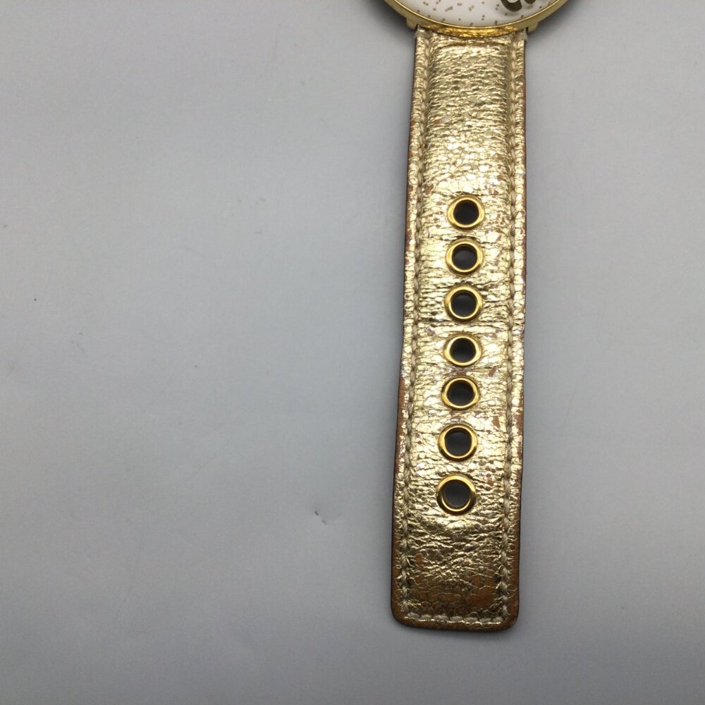 Vintage Coach Watch Women 45mm Gold Tone Glitter Bezel Leather Band New Battery - Picture 9 of 15